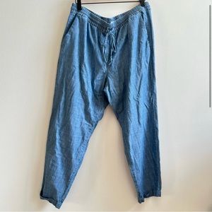 J.crew Medium Wash 100% cotton Cuffed hem Jogger tie waist pants Size 14